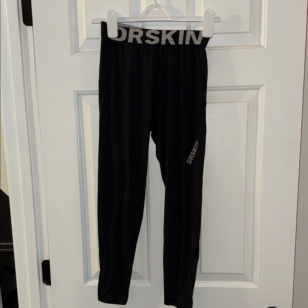 Skin Kids Black Leggings with Logo Waistband